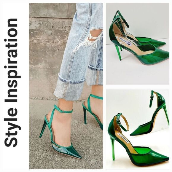 Steve Madden Opar Green Translucent Pointed Toe Stiletto Pump NEW Size 8.5 - Picture 2 of 12